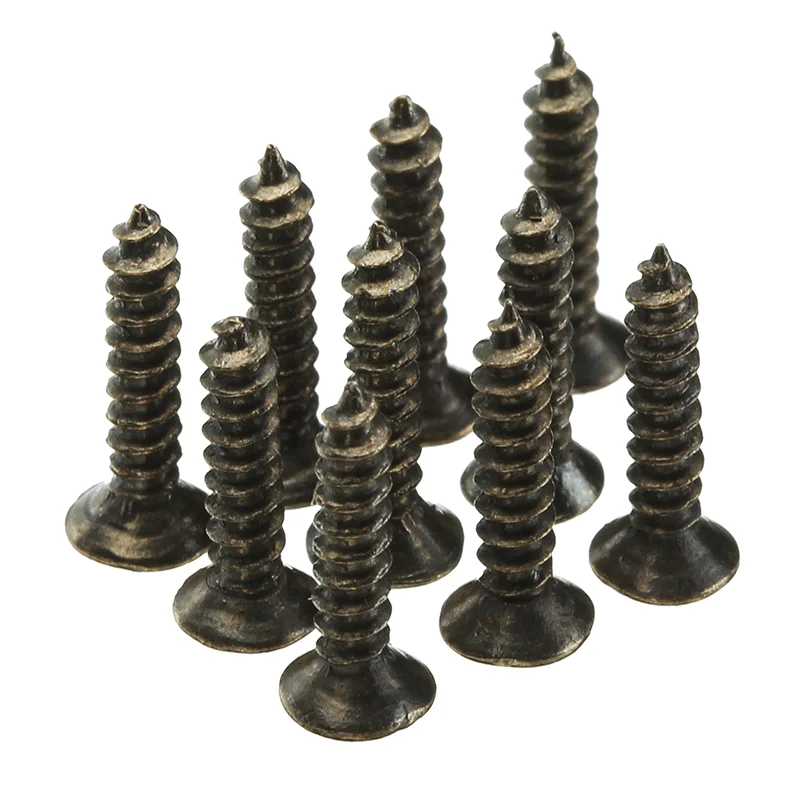 M2 6-10Mm Bronze Self-Tapping Phillips Screws Tone Flat Head round Rivet Wood ScrewsCrewneckfabric