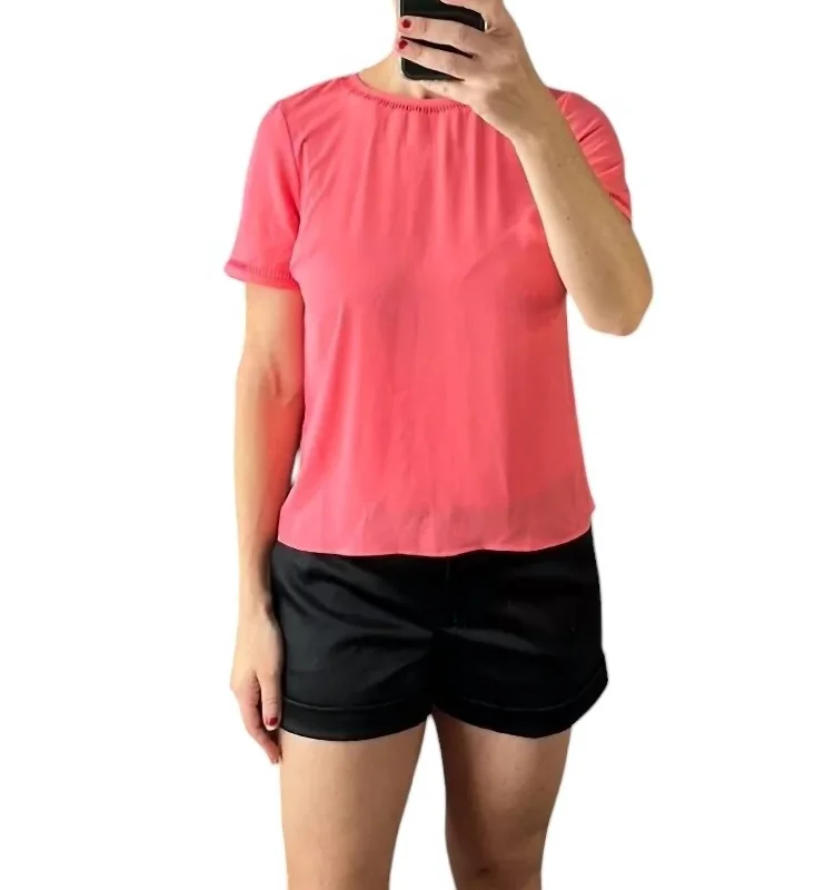 Short Sleeve Blouse In CoralOff-Shoulder Short Sleeve Tops