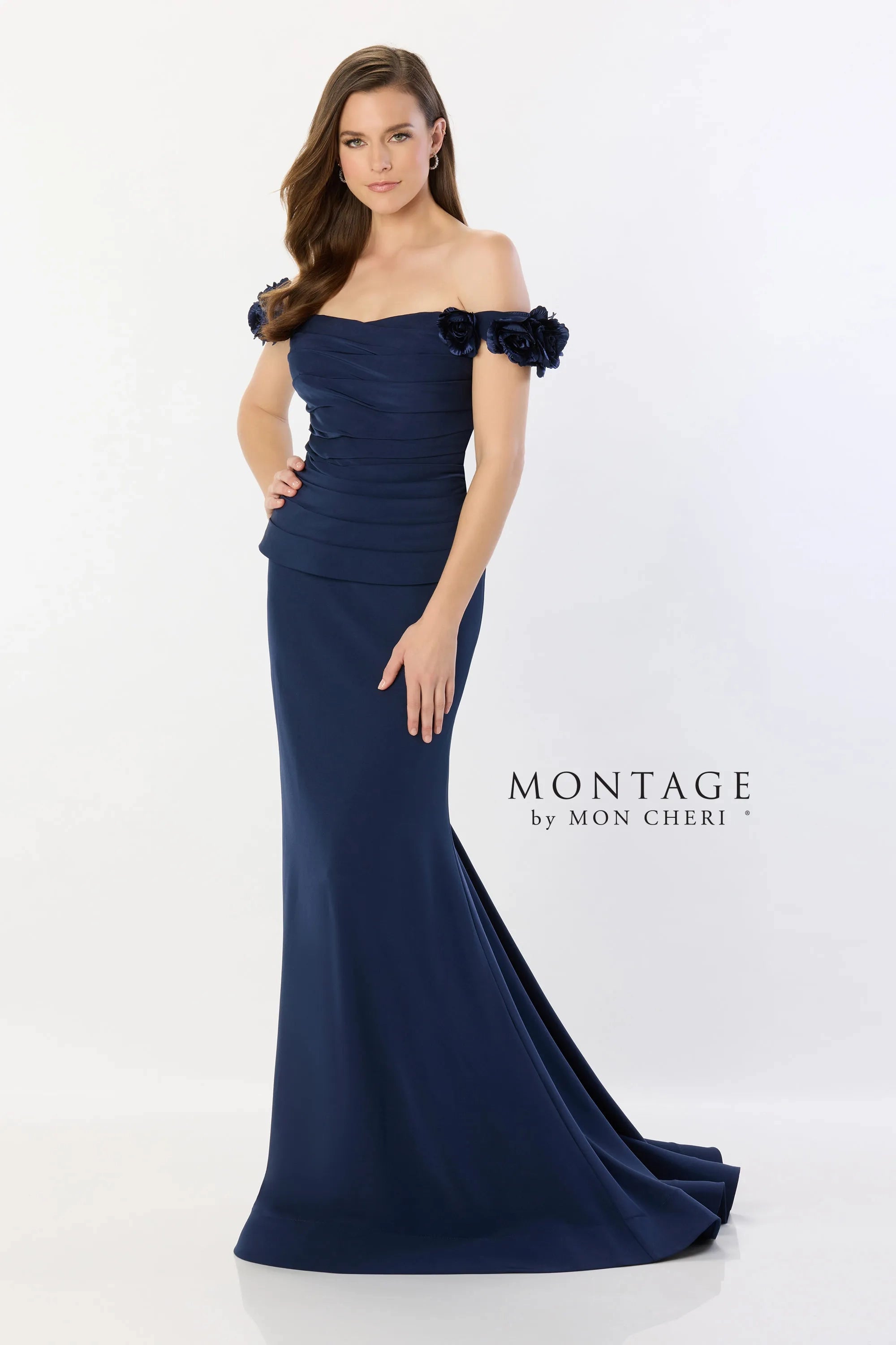 TightfinishMontage M2242 Pleated Long Formal Mermaid Evening Dress