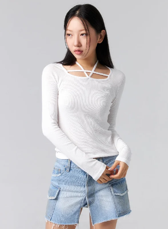 Cut Out Long Sleeve Top CL320