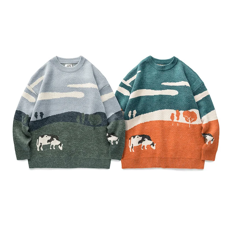 Vintage Contrast Crew Neck SweaterCrewneckar