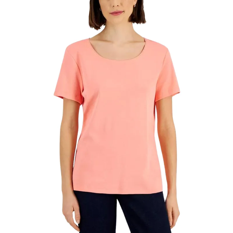 KAREN SCOTT - Short Sleeve Scoop Neck TopBoat Neck Short Sleeve Tops