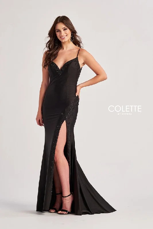 TightbeltColette by Daphne CL8485 Long Ruched Slit Formal Evening Prom Dress