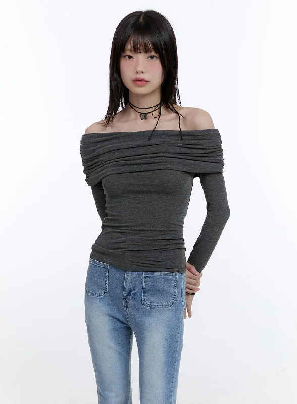 Long Sleeve Off-Shoulder Slim Top CG412