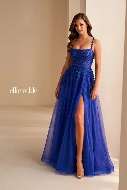 TighthemEllie Wilde EW36228 Long Sequin Glitter A Line Slit Formal Prom Dress