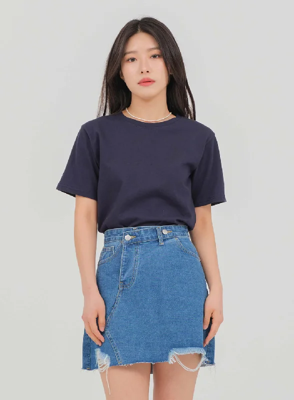 Cotton Short Sleeve Cropped T Shirt M5Linen Short Sleeve Tops