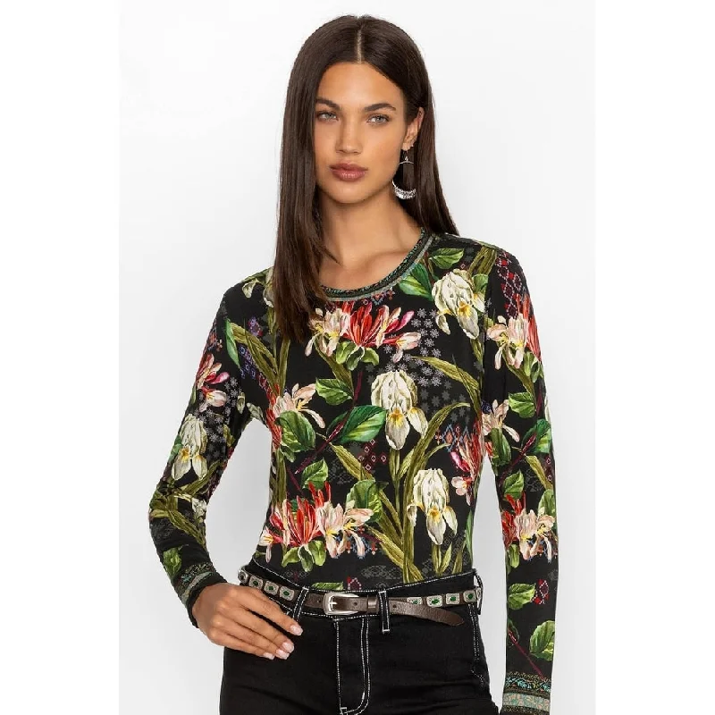 Johnny Was Women's The Janie Long Sleeve Swing Tee, Whisper Scarf Print