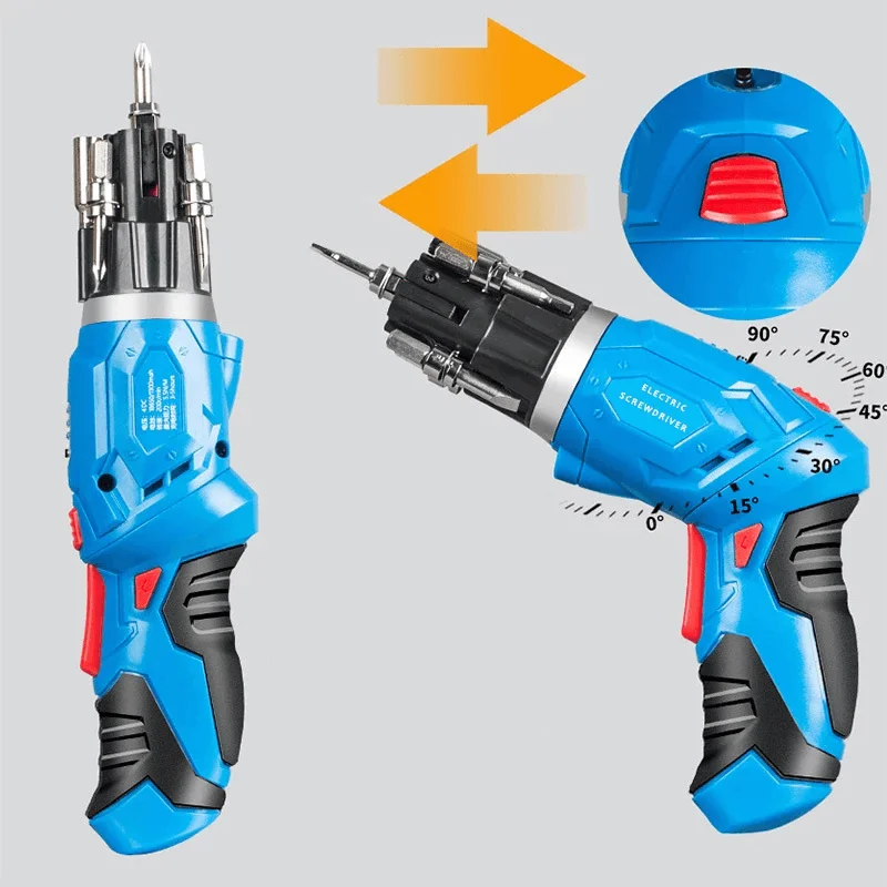 4V Rechargeable Electric Cordless Screwdriver Drill Driver Set Power Tool LED W/ 45PCS BitsCrewneckexperience