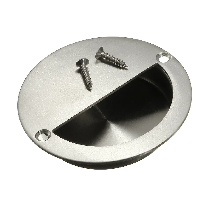 Flush Recessed Pull Door Handle SUS Stainless Steel Circular Covered Type with 2 ScrewsCrewneckhistory