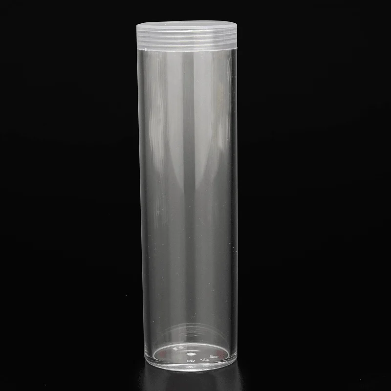 10Pcs/Set 25Mm round Clear Plastic Coin Tube Coin Holder Container for Quarter Dollar Storage Tube ScrewCrewneckbreathable