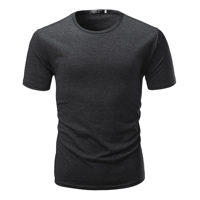 R Mens Cotton Short Sleeve O-Neck Slim T-ShirtsMinimalist Short Sleeve Tops