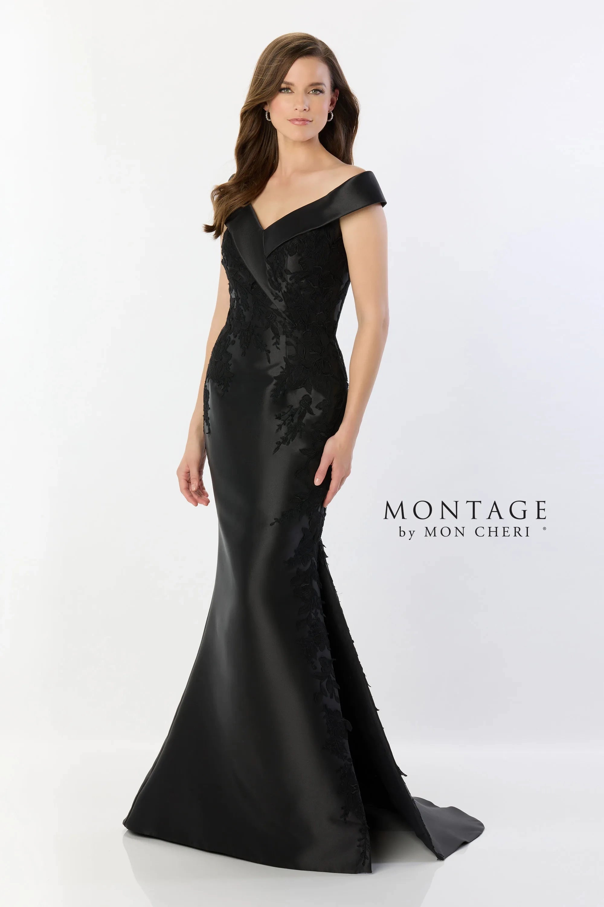 TightbandMontage M2243 Lace Applique Long Removable Sleeve Formal Dress