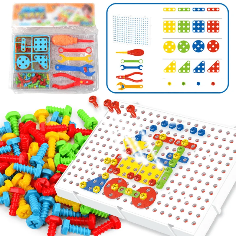 78 Pcs Drilling Screw Puzzle Jigsaw Toys Electric Drill Puzzle Toys Disassemble Children Building Bricks Intellectual Training Toys Kid GiftCrewneckAI