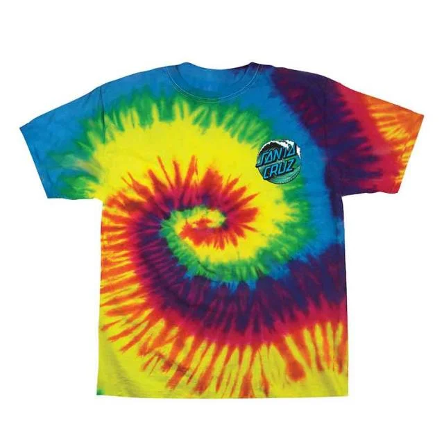 Santa Cruz Wave Dot Short Sleeve Youth T-Shirt - Reactive RainbowBlended Fabric Short Sleeve Tops