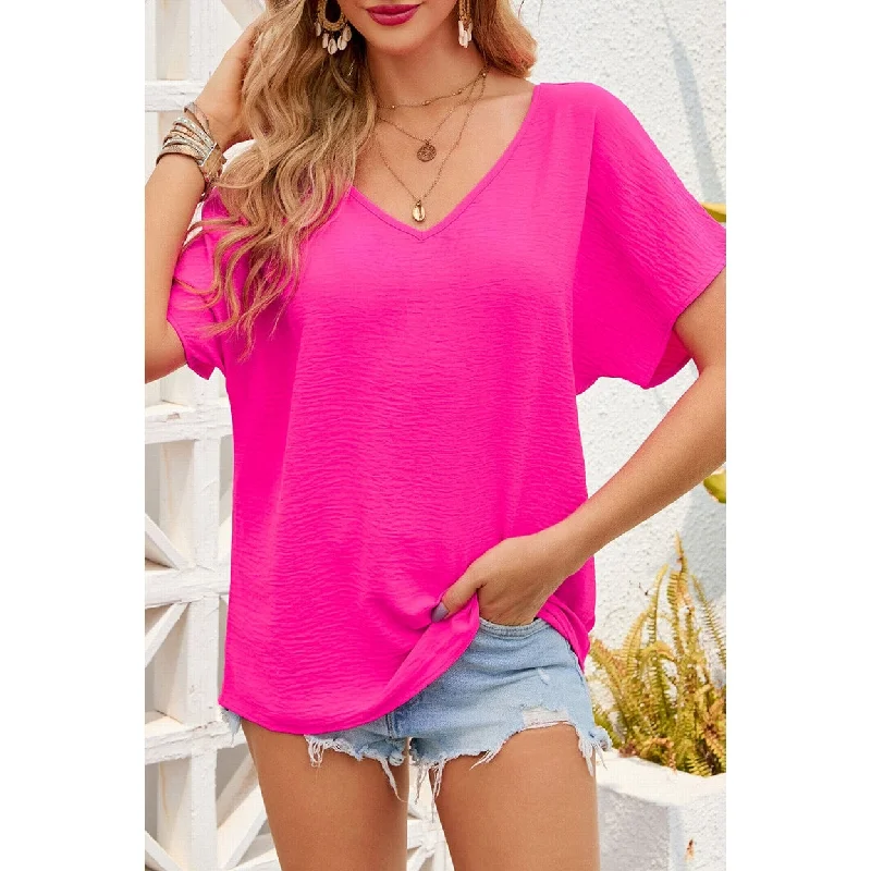 Laurel V Neck Short Sleeve BlouseRunning Short Sleeve Tops