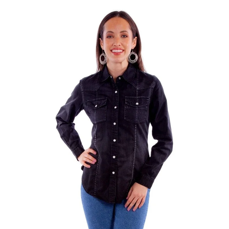 Scully Western Shirt Womens Long Sleeve Solid Snap Front F0_HC933