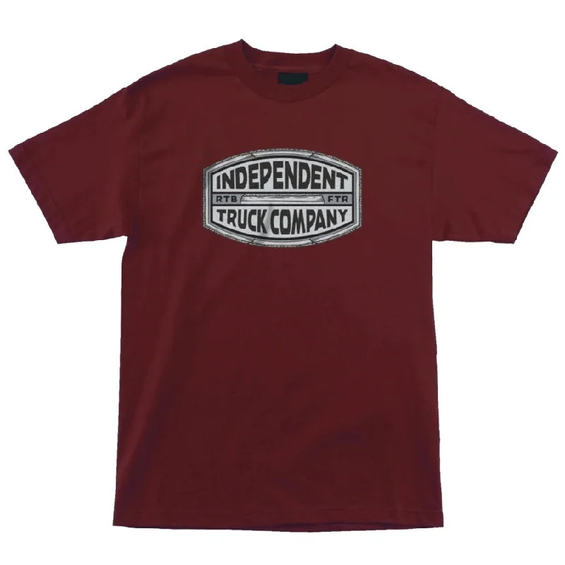 Independent ITC Curb Short Sleeve Mens T-Shirt - BurgundyPolyester Short Sleeve Tops