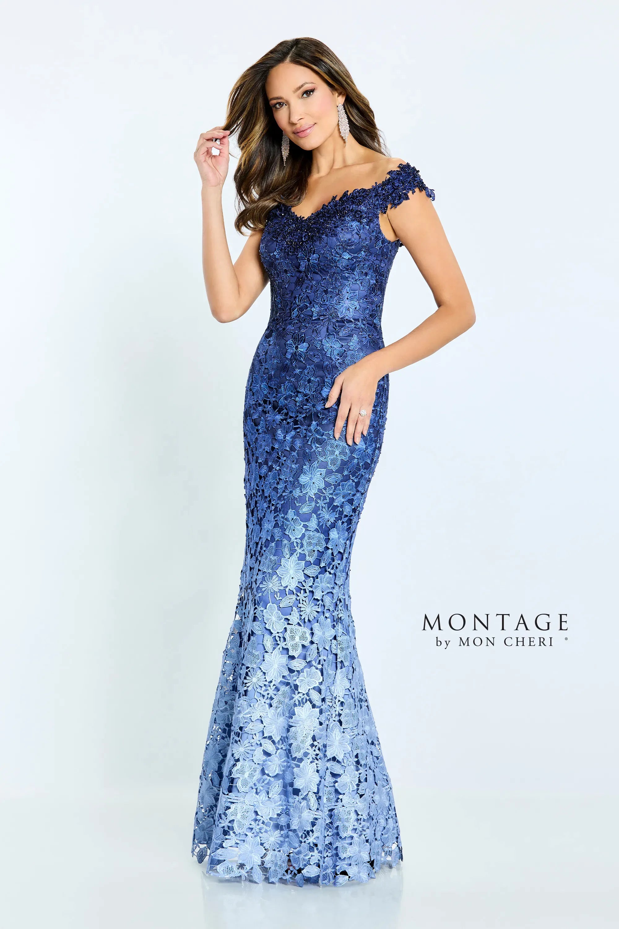 TightspotMontage M507 Long Formal Beaded Lace Ombre Evening Dress