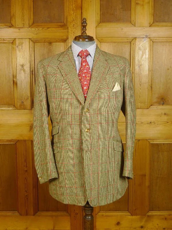 Tasseled Jackets24/0468 vintage 1962 bernard weatherill savile row bespoke heavyweight glen check tweed hacking jacket w/ action back 42 long