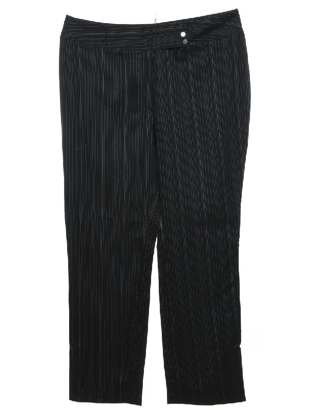 Urban JacketsBlack Casual Pinstriped Trousers - W36 L29