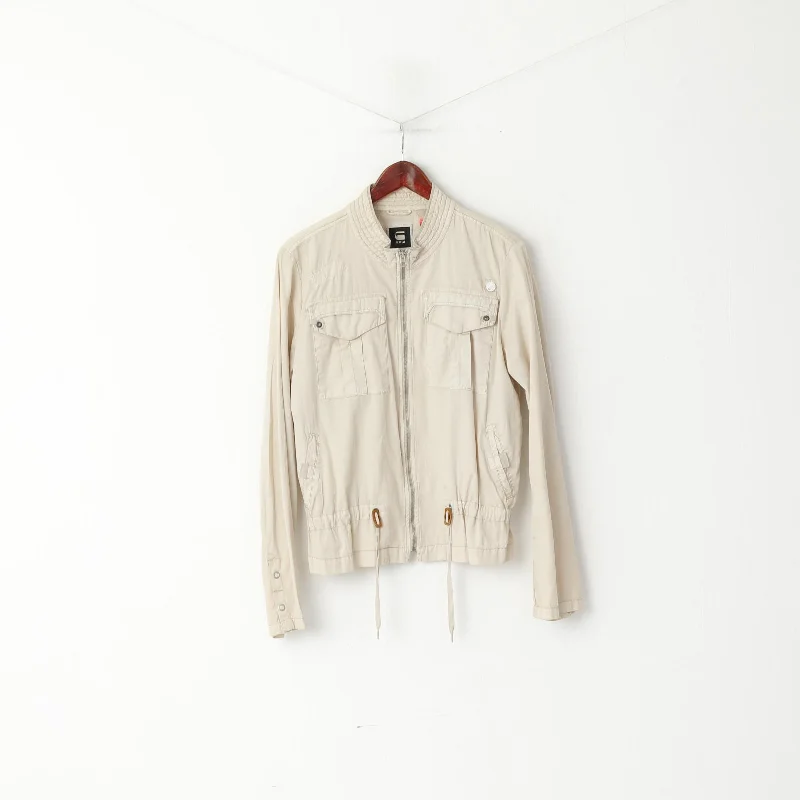 Waterproof JacketsG-Star Raw Women XL (L) Jacket Beige Cotton Lightweight Zip Up East Rovic Top