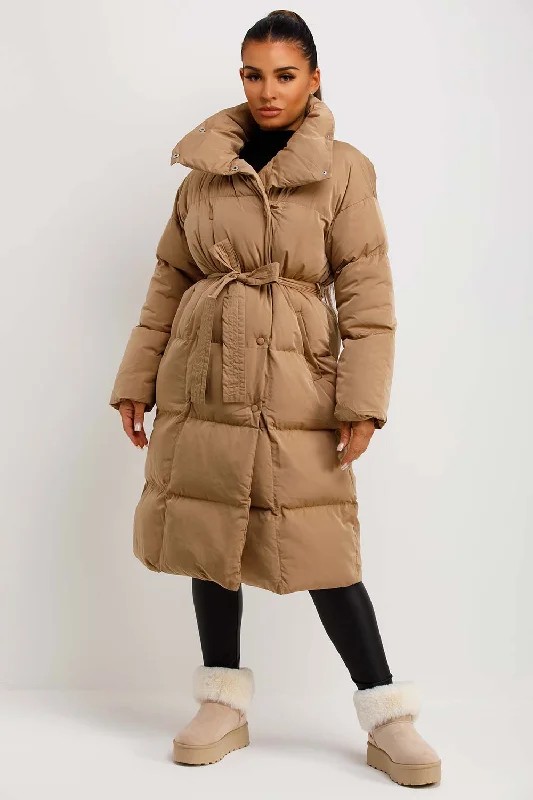 Denim JacketsLong Puffer Coat Duvet Style Beige