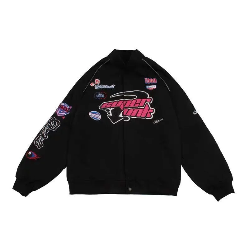 Sequined JacketsVintage High Street Embroidery Racing Jacket