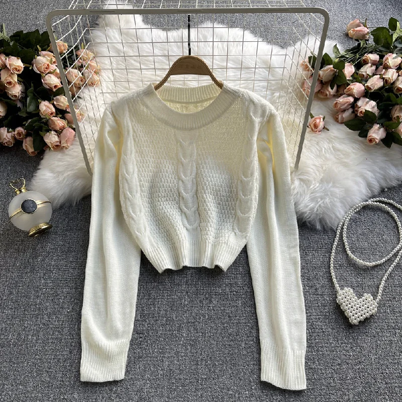 Hip-Hop Knit TopsAutumn and winter new short Pullover Sweater Top  1623