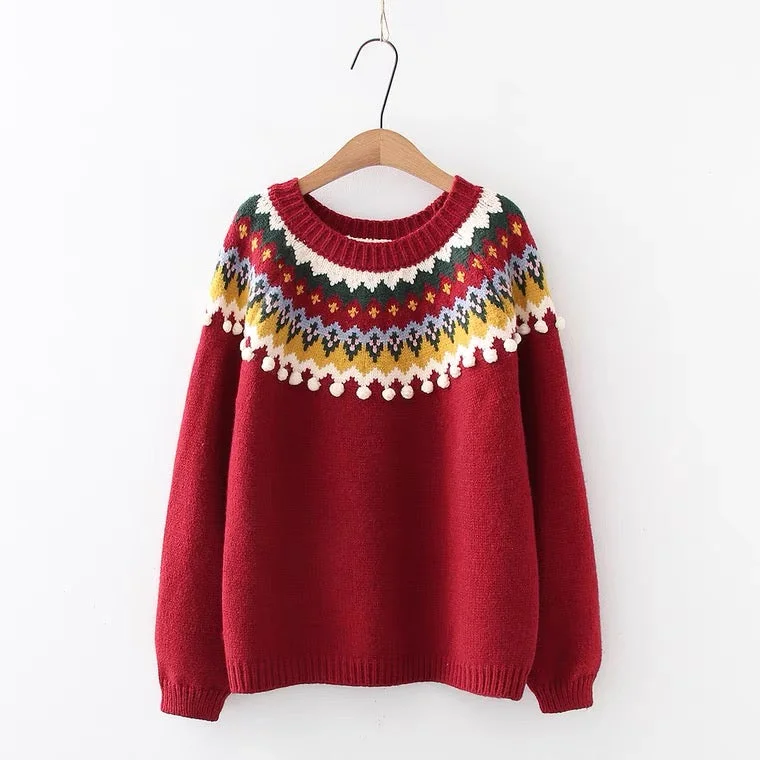 Winter Knit TopsFall/winter, new, Christmas sweater, loose, lazy wind, student sweater top  1411