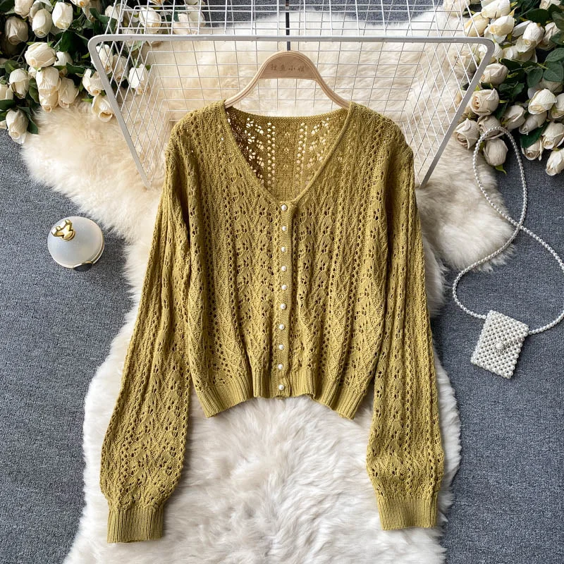 Mohair Knit TopsLoose sweater women's knitted cardigan coat  1603