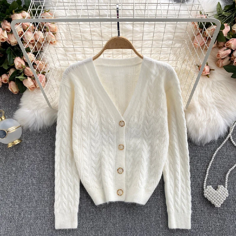 Branded Knit TopsNew loose and lazy V-Neck Sweater Coat for women  1621