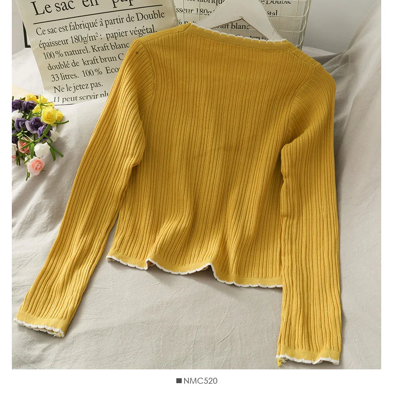 Turtleneck Knit TopsSlim vertical stripe sweater  1704