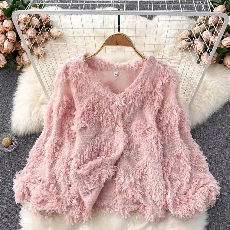 Statement Knit TopsSocialite, high quality cardigans, new, trendy, soft, plush, sweet all-match cardigans, coat tops  1391