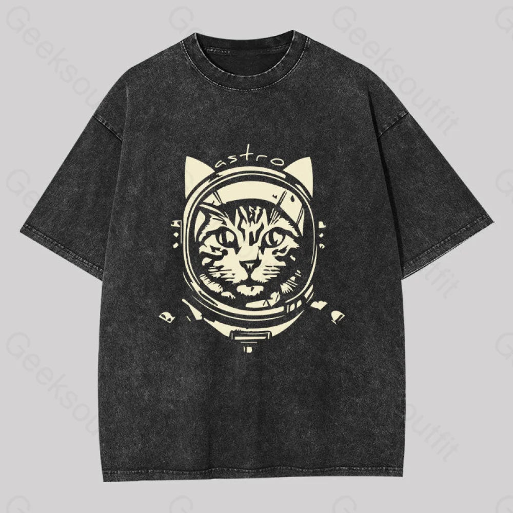 Astro Cat Washed T-shirtSummer Tee