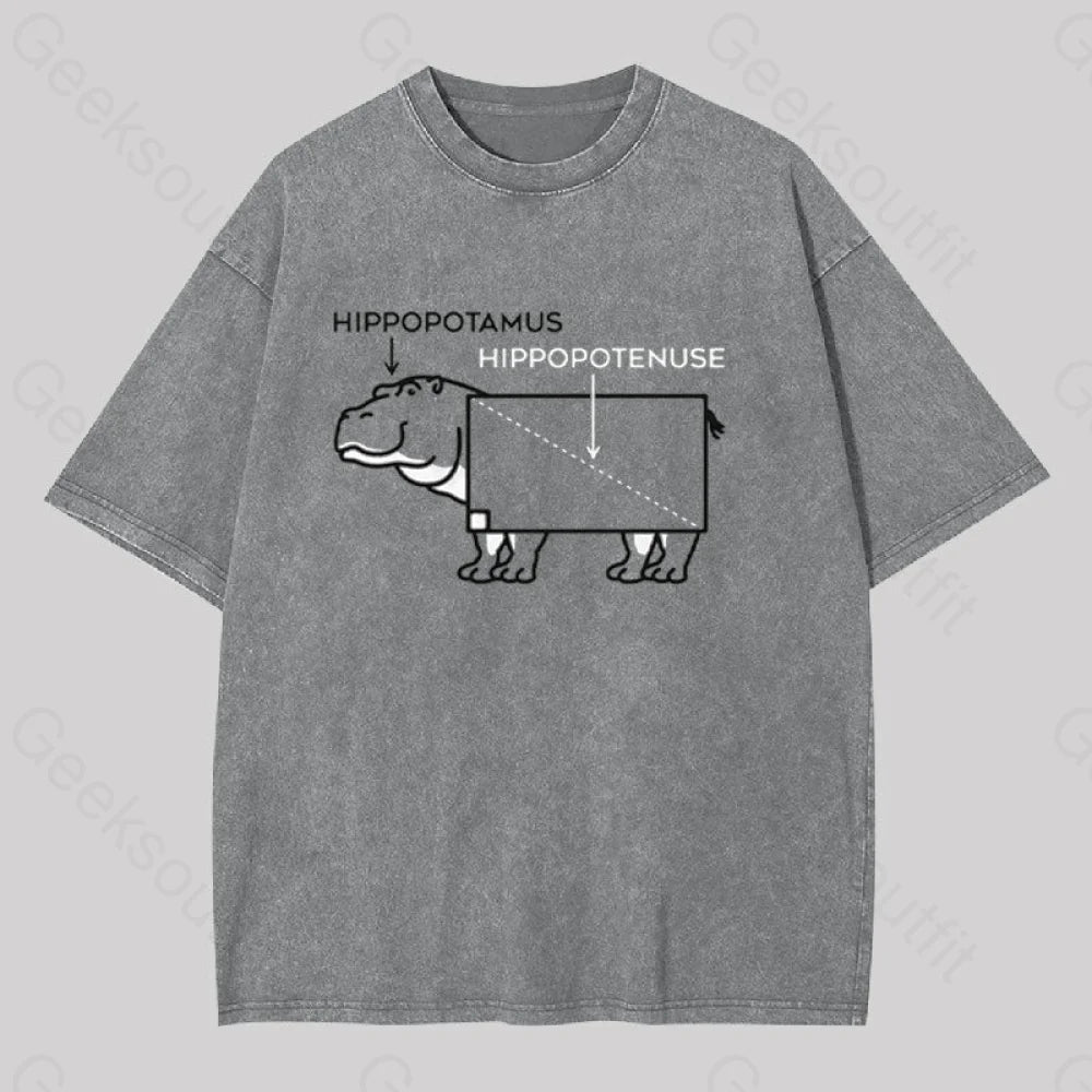 Hippopotamus And Hypotenuse Geek Washed T-shirtLayering Tee