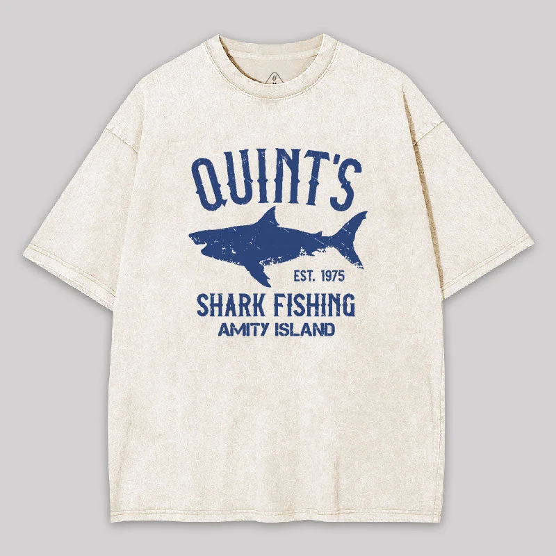 Quint's Shark Fishing Amity Island Geek Washed T-shirtStretch Tee