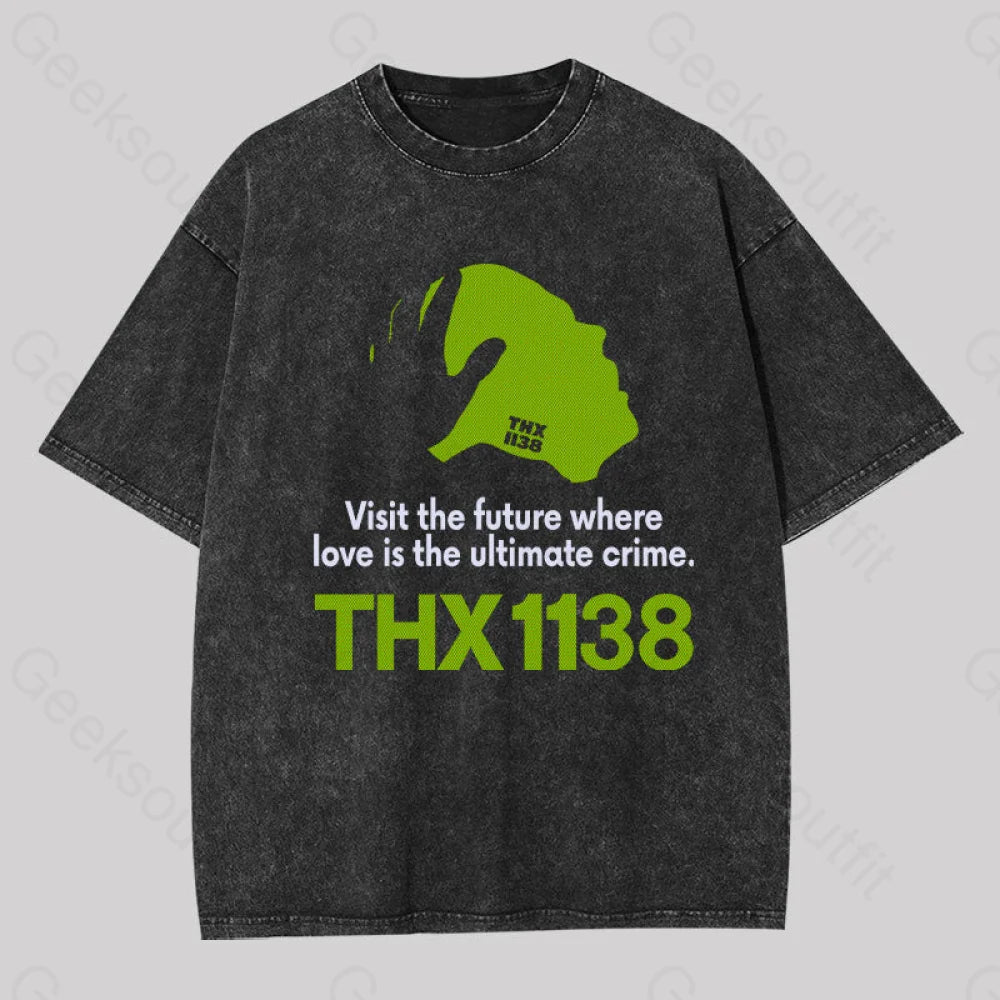 THX 1138 Visit the Future Geek Washed T-shirtLong-Sleeve Tee