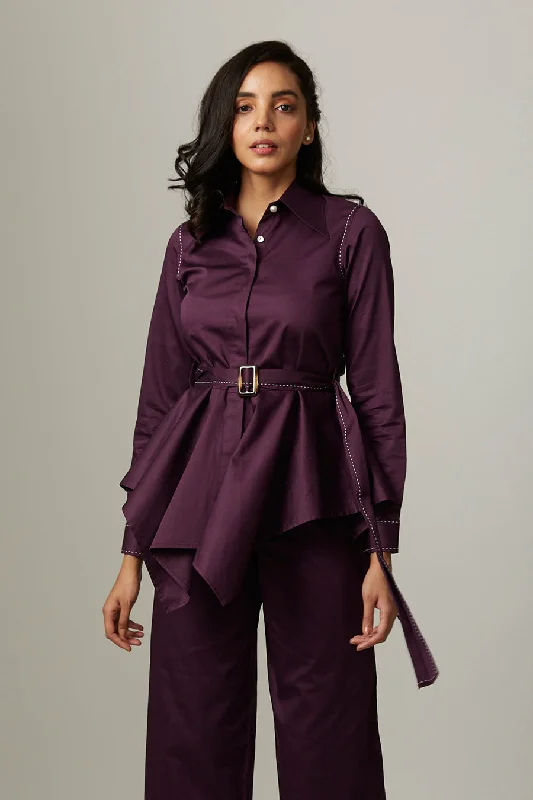 Rayon ShirtsPurple Handkerchief Shirt Top