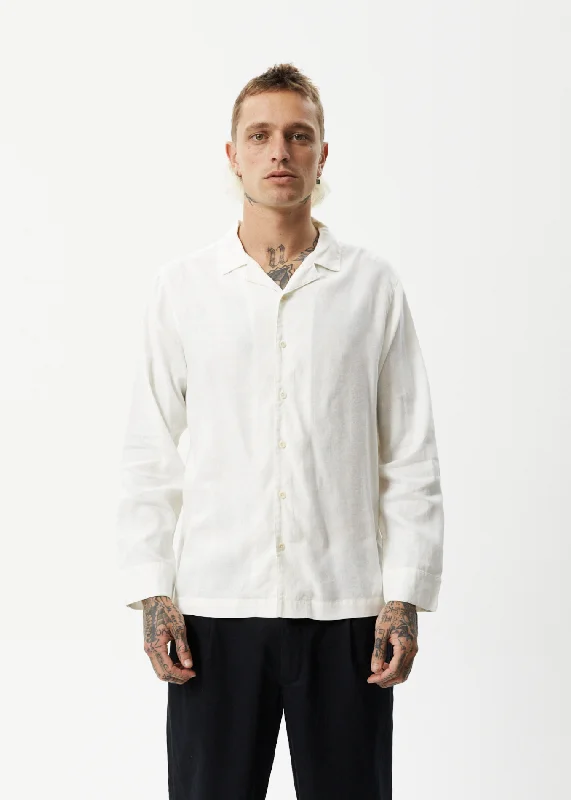 Studded ShirtsAFENDS Mens Critical - Cuban Long Sleeve Shirt - White