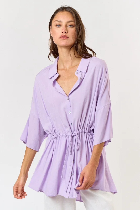 Floral ShirtsLavender Button Up Collar Long Shirts