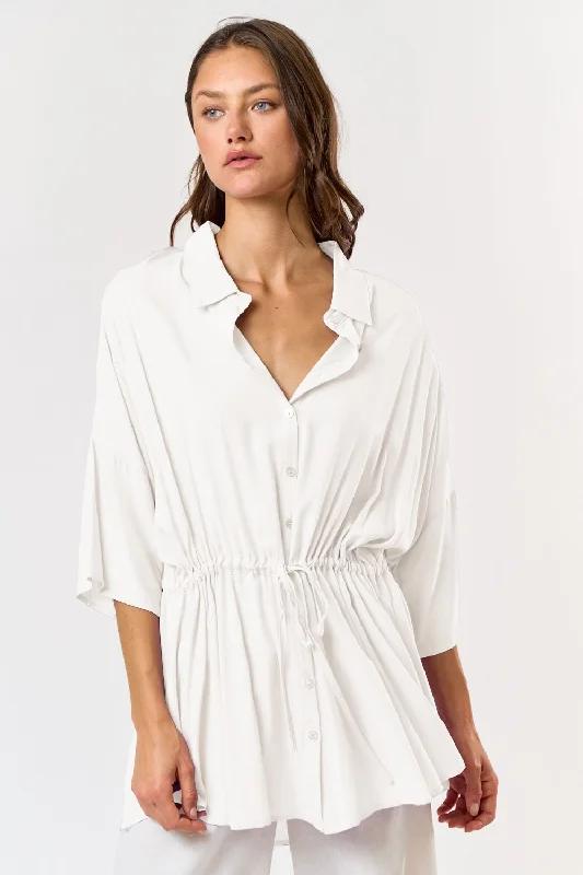 Printed ShirtsOff White Button Up Collar Long Shirts