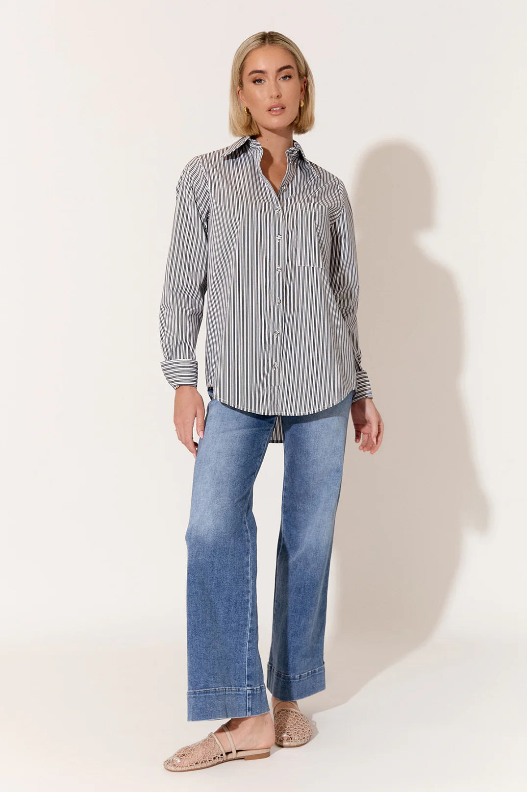 Button-Down ShirtsRaya Poplin Stripe Shirt (Black)