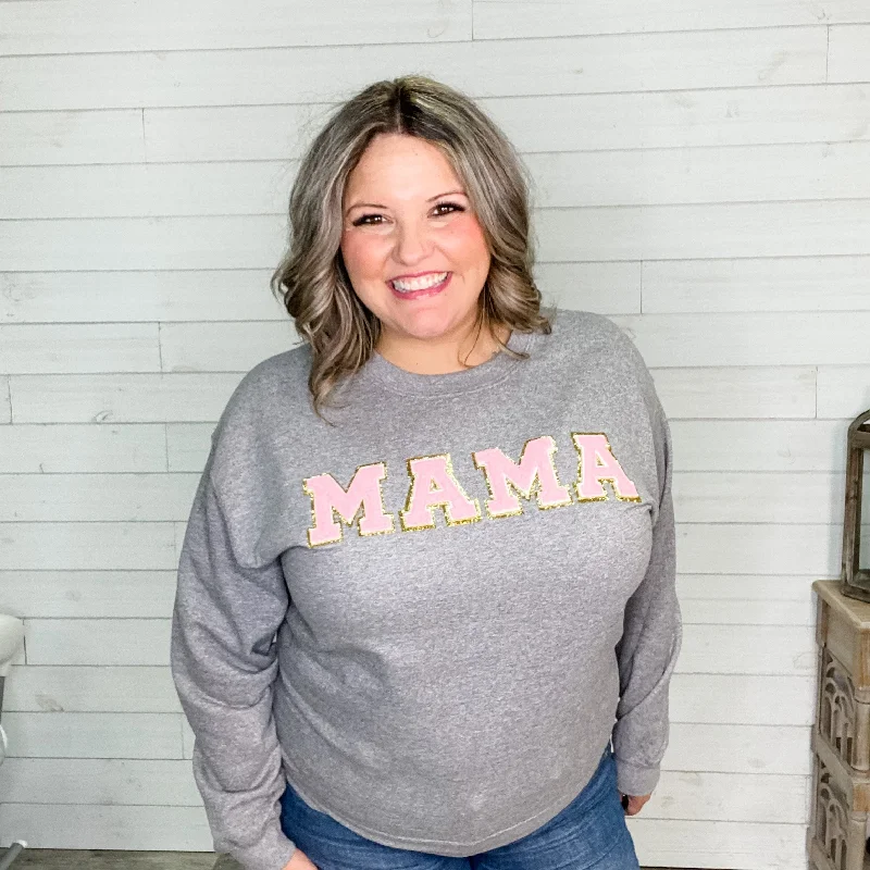 Cropped HoodiesVarsity Letters "Mama" Unisex Crewneck Sweatshirt