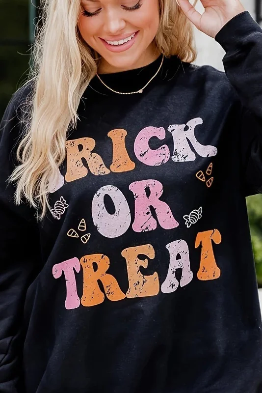 Artist HoodiesBlack Halloween "TRICK OR TREAT" Graphic Sweatshirt