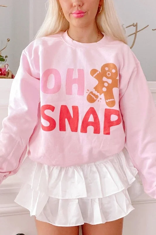 Camping HoodiesPink "OH SNAP" Gingerbread Man Christmas Sweatshirt