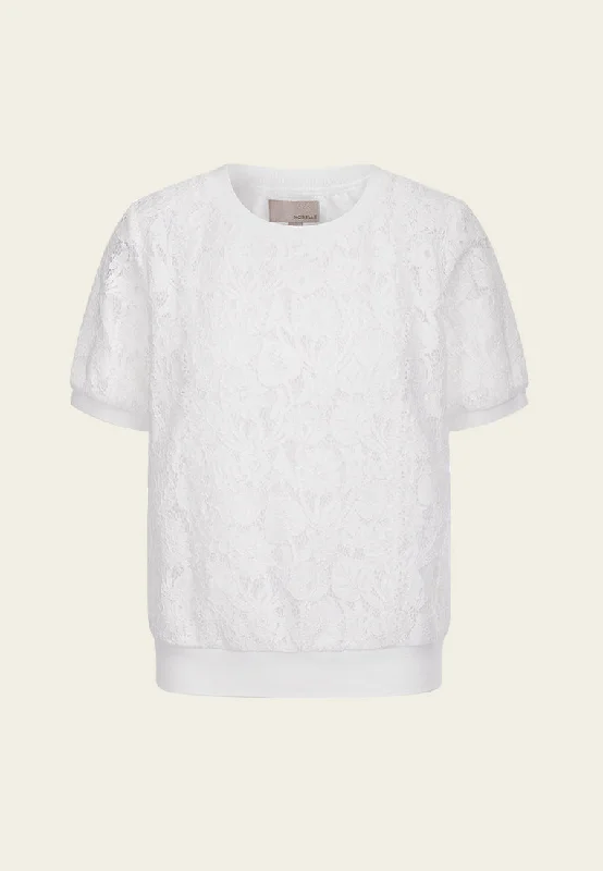 White Lace Crew Neck TopCrewneckaumented