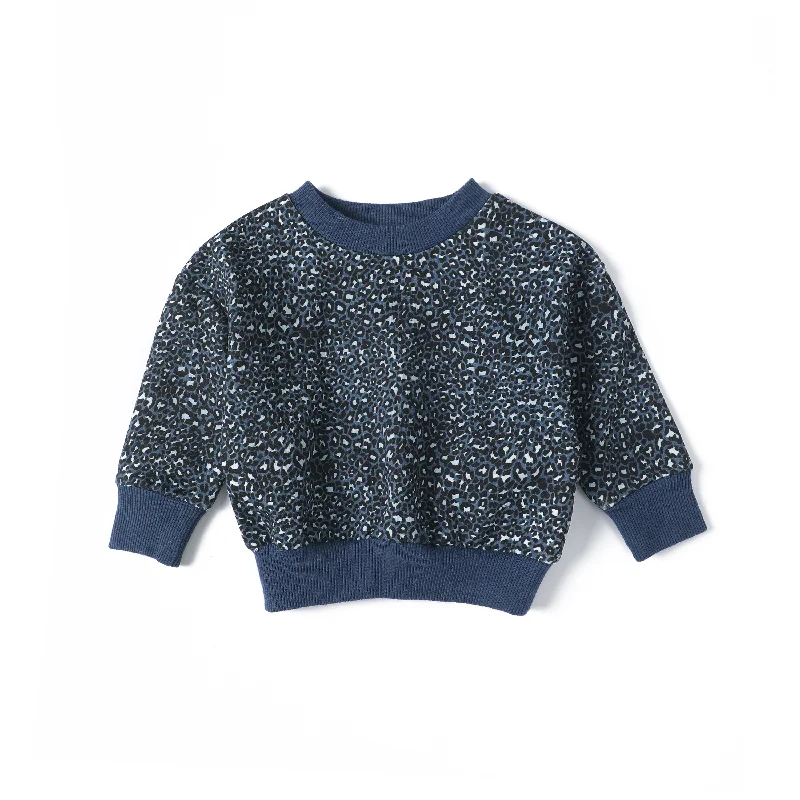 Wool Blend SweatshirtsAnecdote Blue Leopard Print Sweatshirt