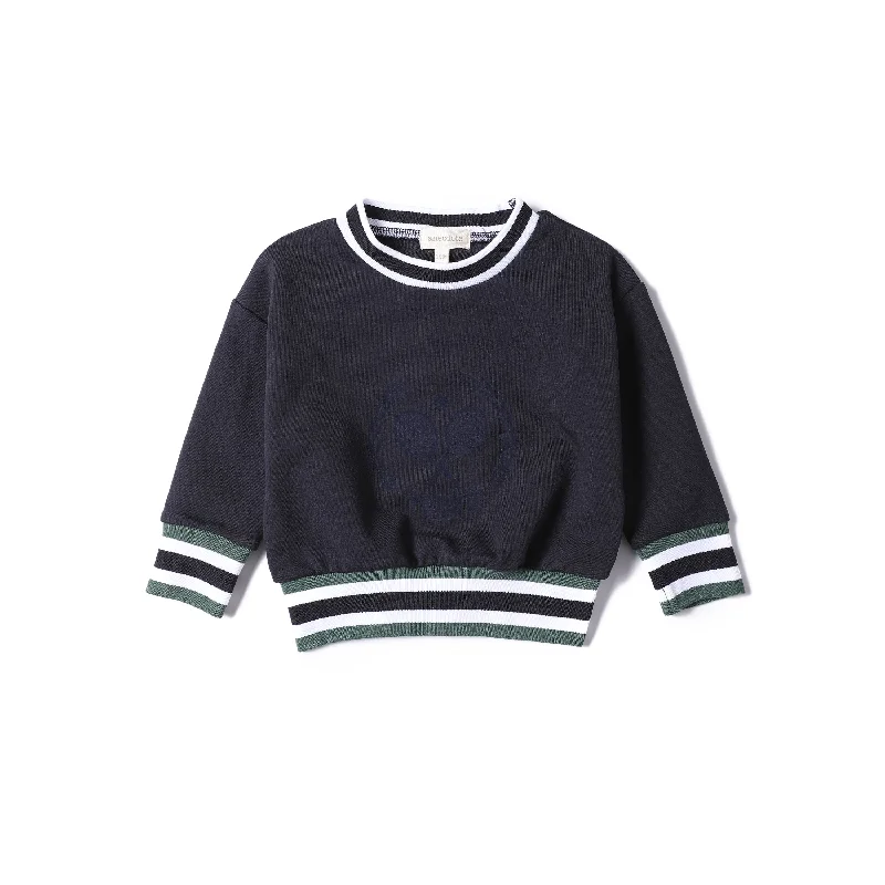 Vintage HoodiesAnecdote Navy Tennis Large Flocked Round Neck Sweatshirt