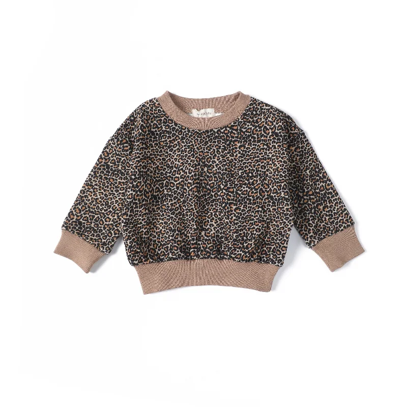 Fleece SweatshirtsAnecdote Taupe Leopard Print Sweatshirt