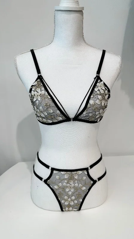 Black and Gold Lingerie Set for Stella Vasilantonakis + George Pagonis Bridal Registry